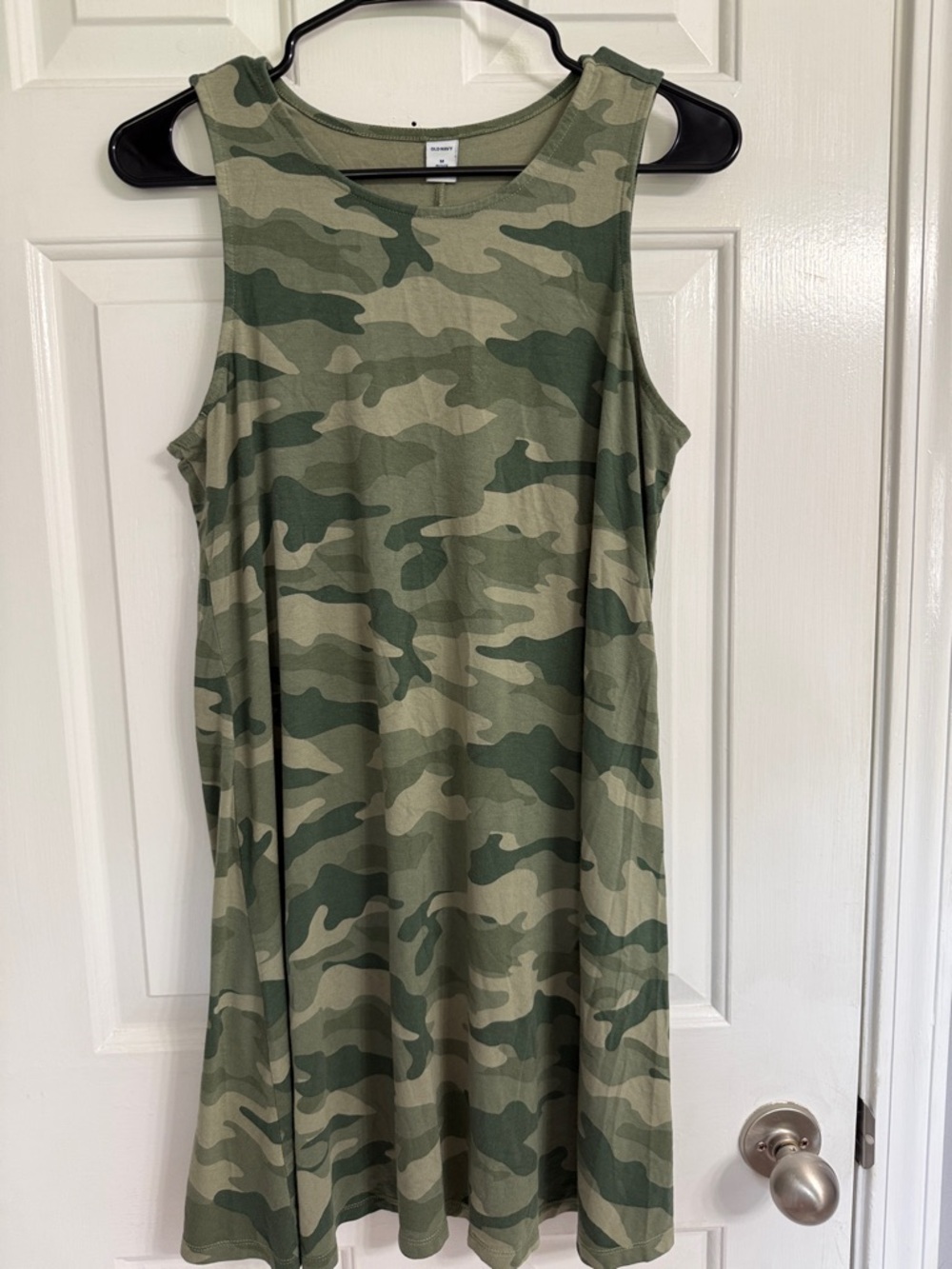 Old Navy Green Camo Midi Tank Dress